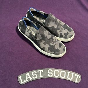 Rothy’s The Sneakers Women's Size 9.5 Grey Camo Textile Comfort Slip On Shoes